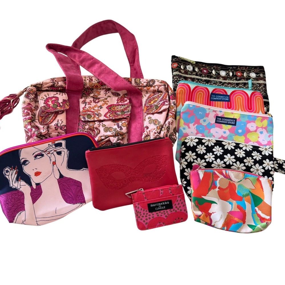 Lot of 9 Bags pouches makeup travel bag Clinique The Cosmetics Co. Estée Lauder - Picture 1 of 8